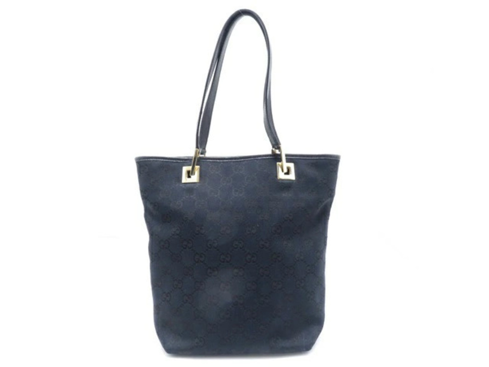 Gucci GG Handbag Black Canvas Leather Bag